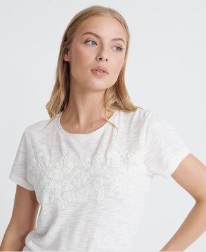 Superdry Tinsley Embroidery Női Pólók Fehér | YBOHT7324